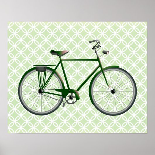 Fietsen op Green Retro Art Poster (Voorkant)