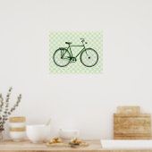 Fietsen op Green Retro Art Poster (Keuken)