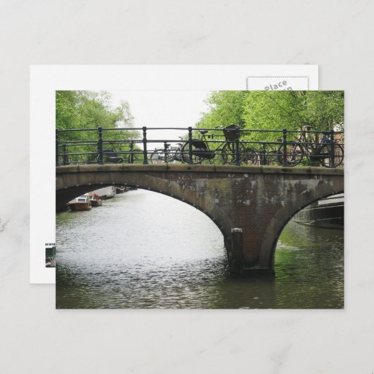 Fietsen op het Briefkaart Amsterdam Bridge (Voorkant / Achterkant)