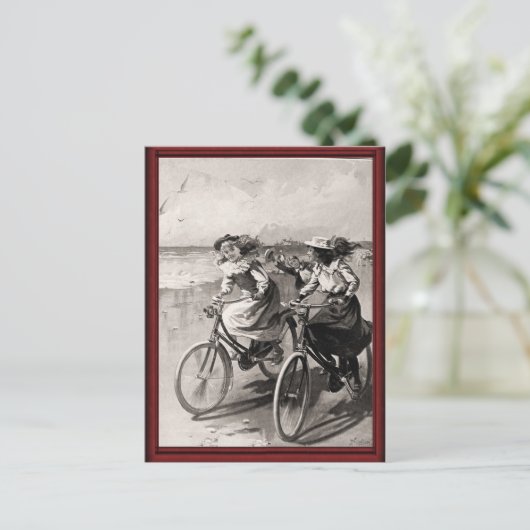  fietsen op het strand briefkaart (Staand voorkant)