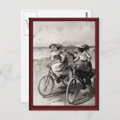  fietsen op het strand briefkaart (Voorkant / Achterkant)