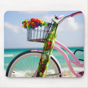 Fietsen op het strand   Miami, Florida Muismat