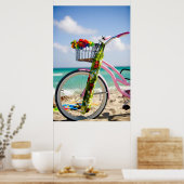Fietsen op het strand | Miami, Florida Poster (Keuken)