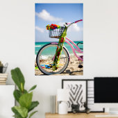 Fietsen op het strand | Miami, Florida Poster (Thuiskantoor)
