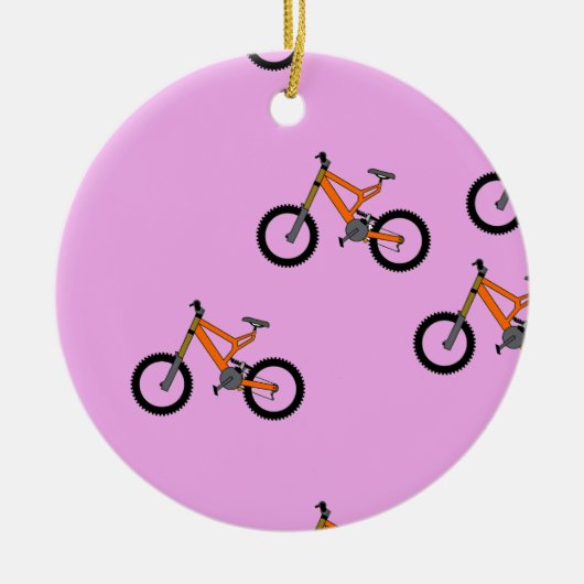 Fietsen op roze keramisch ornament (Voorkant)