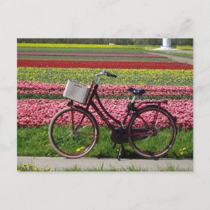 Fietsen op Tulips Field DIY Briefkaart