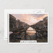 Fietsen op zonsondergang in Amsterdam Briefkaart (Voorkant / Achterkant)