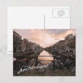 Fietsen op zonsondergang in Amsterdam Briefkaart (Voorkant / Achterkant)