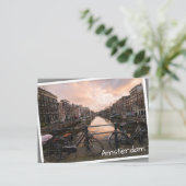 Fietsen op zonsondergang in Amsterdam Briefkaart (Staand voorkant)