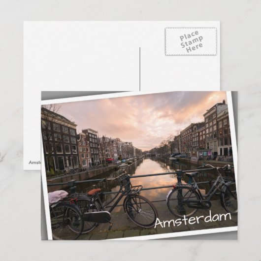 Fietsen op zonsondergang in Amsterdam Briefkaart (Voorkant / Achterkant)