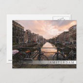 Fietsen op zonsondergang in Amsterdam Briefkaart (Voorkant / Achterkant)