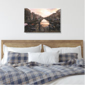 Fietsen op zonsondergang in Amsterdam Canvas Afdruk (Insitu (Slaapkamer))