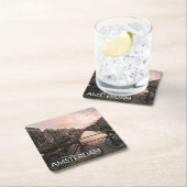 Fietsen op zonsondergang in Amsterdam Kartonnen Onderzetters (Insitu)