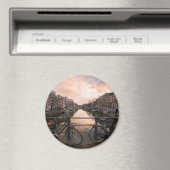 Fietsen op zonsondergang in Amsterdam Magneet (Insitu (Vaatwasser))