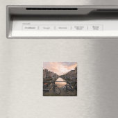 Fietsen op zonsondergang in Amsterdam Magneet (Insitu (Vaatwasser))