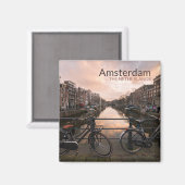 Fietsen op zonsondergang in Amsterdam Magneet (Voorkant / Achterkant)