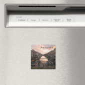 Fietsen op zonsondergang in Amsterdam Magneet (Insitu (Vaatwasser))