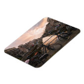 Fietsen op zonsondergang in Amsterdam Magneet (Linkerzijde)