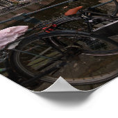 Fietsen op zonsondergang in Amsterdam Poster (Hoek)