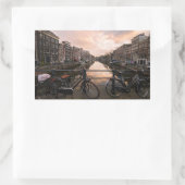 Fietsen op zonsondergang in Amsterdam Rechthoekige Sticker (Tas)