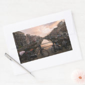 Fietsen op zonsondergang in Amsterdam Rechthoekige Sticker (Envelop)