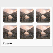 Fietsen op zonsondergang in Amsterdam Vierkante Sticker (Vel)