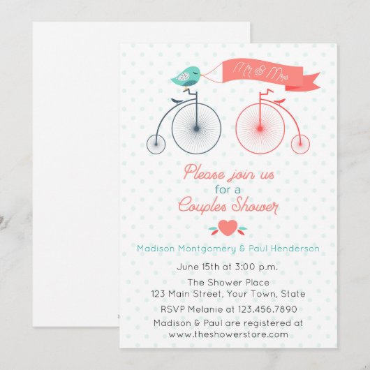  Fietsen Paar Bruids Douche Uitnodiging (Voorkant / Achterkant)
