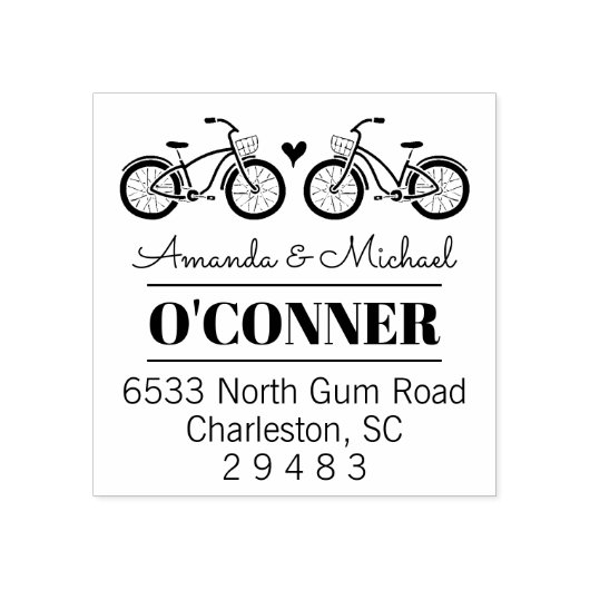 Fietsen Paar Bruiloft Stempel Retouradres (Afrduk)