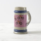 Fietsen patroon op roze bierpul (Voorkant rechts)