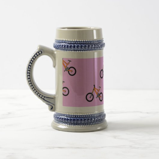 Fietsen patroon op roze bierpul (Links)
