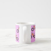 Fietsen patroon op roze espresso kop (Achterkant)