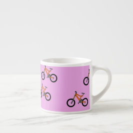 Fietsen patroon op roze espresso kop