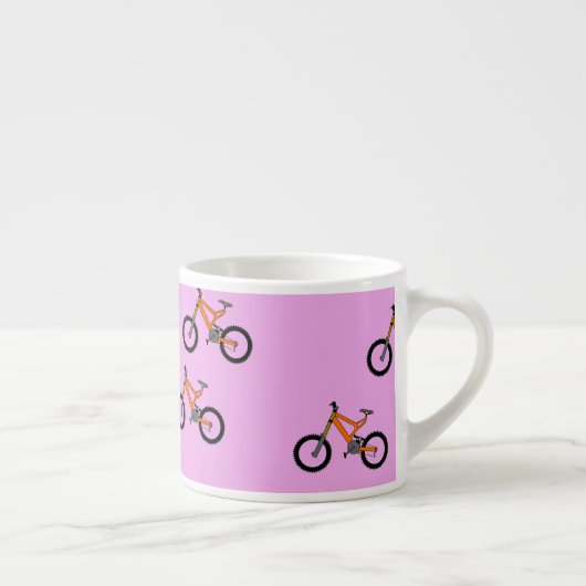 Fietsen patroon op roze espresso kop (Rechts)