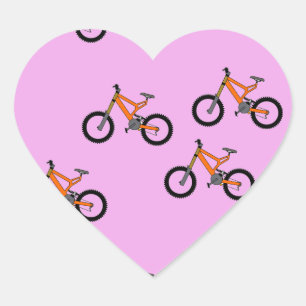 Fietsen patroon op roze hart sticker