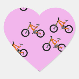 Fietsen patroon op roze hart sticker