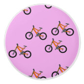 Fietsen patroon op roze keramische knop (Voorkant)