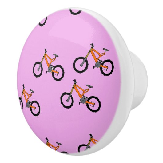 Fietsen patroon op roze keramische knop (Rechts)