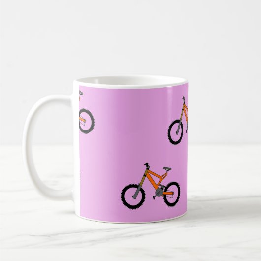 Fietsen patroon op roze koffiemok (Links)