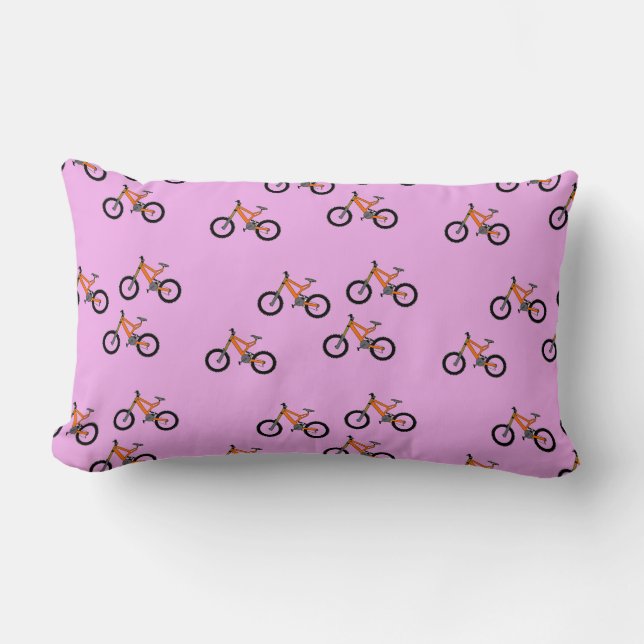 Fietsen patroon op roze kussen (Voorkant)