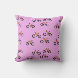 Fietsen patroon op roze kussen
