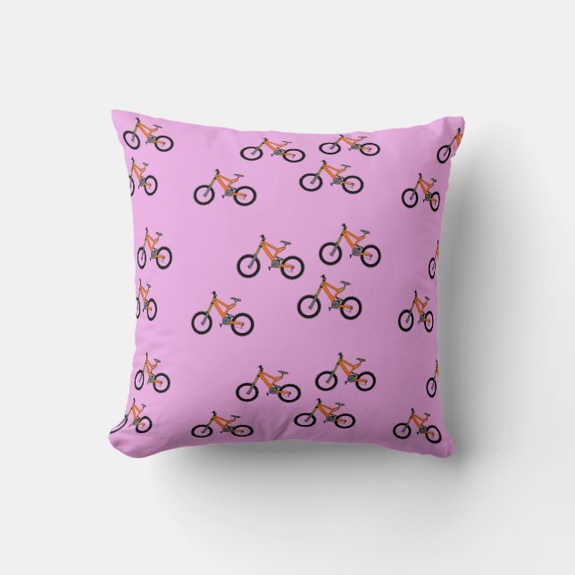Fietsen patroon op roze kussen (Voorkant)