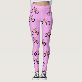 Fietsen patroon op roze leggings