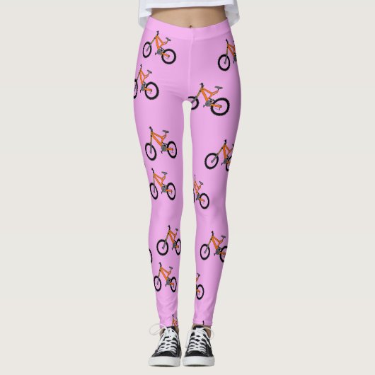 Fietsen patroon op roze leggings (Voorkant)