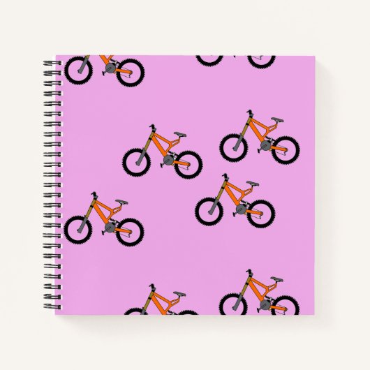 Fietsen patroon op roze notitieboek (Voorkant)