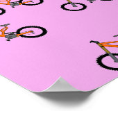 Fietsen patroon op roze poster (Hoek)