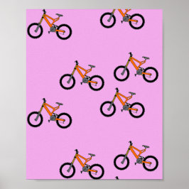 Fietsen patroon op roze poster