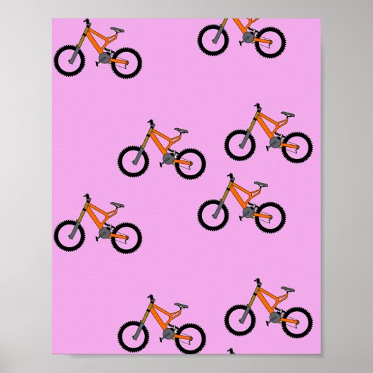 Fietsen patroon op roze poster (Voorkant)