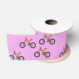 Fietsen patroon op roze satijnen lint