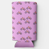 Fietsen patroon op roze seltzer blikjeskoeler (Achterkant)