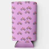 Fietsen patroon op roze seltzer blikjeskoeler (Voorkant)
